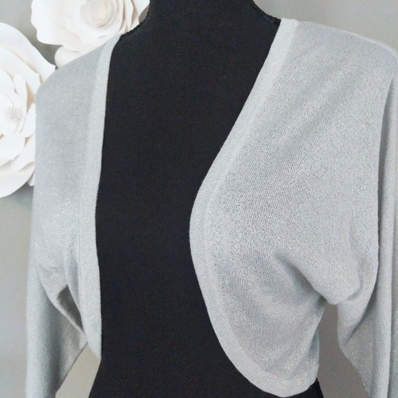 ❗ SOLD ❗White House Black Market Silver Bolero - Picture 2 of 5